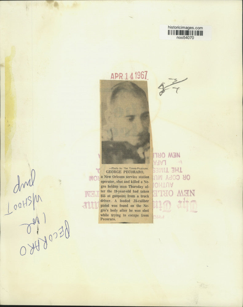 1967 Press Photo George Pecoraro, New Orleans service station operator