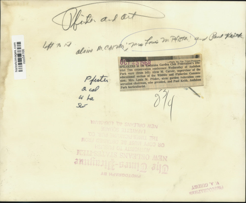 1968 Press Photo Speakers at the Louisiana Garden Club Federation conference