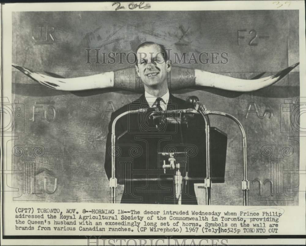 1967 Press Photo Prince Phillip addressing the Royal Agricultural Society