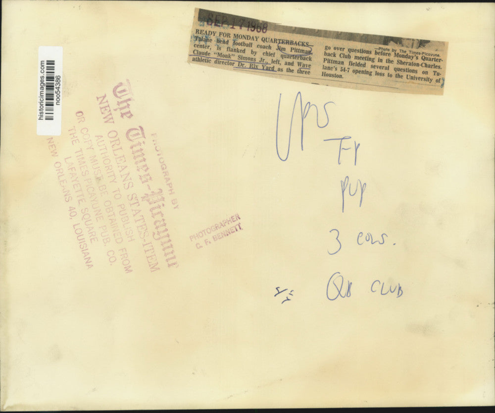 1968 Press Photo Quarterback Club meeting in the Sheraton-Charles Hotel