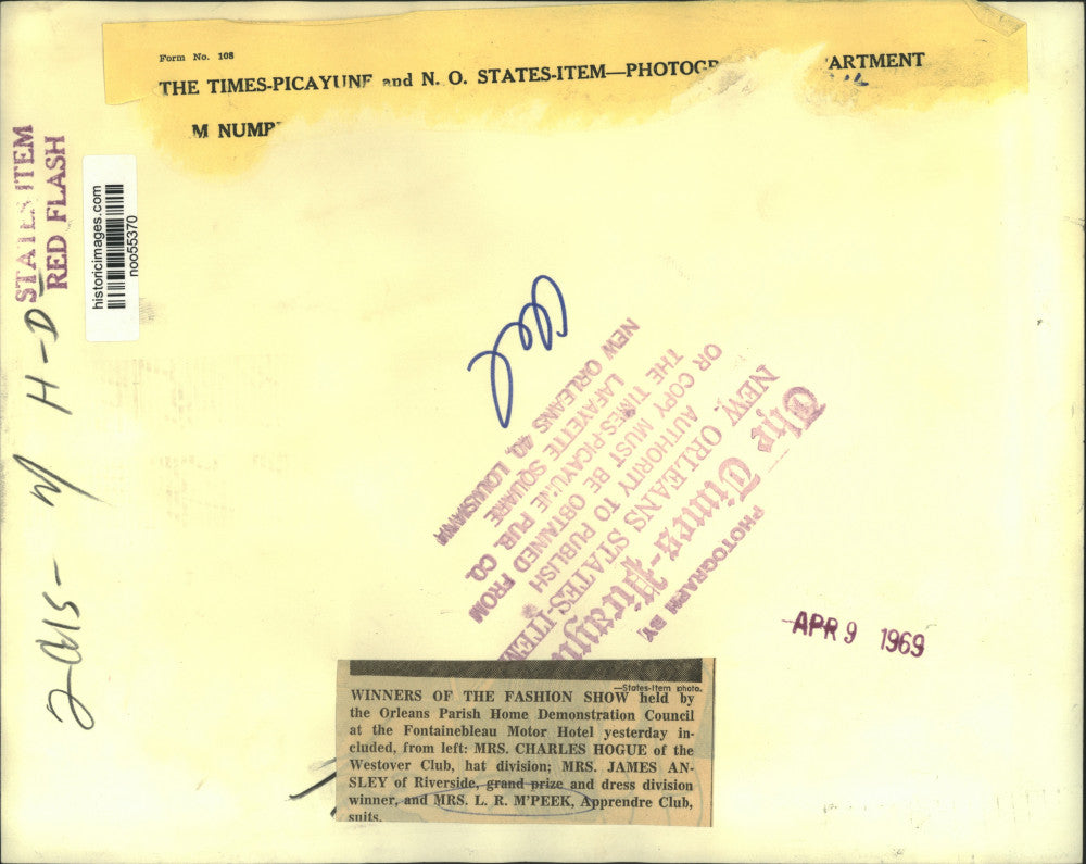 1969 Press Photo Fashion Show Winners- Orleans Parish Home Demonstration Council