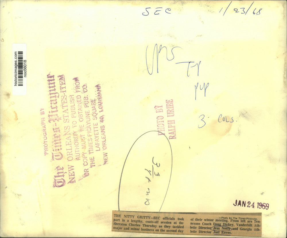 1969 Press Photo SEC Officials at Sheraton Charles including Doug Dickey