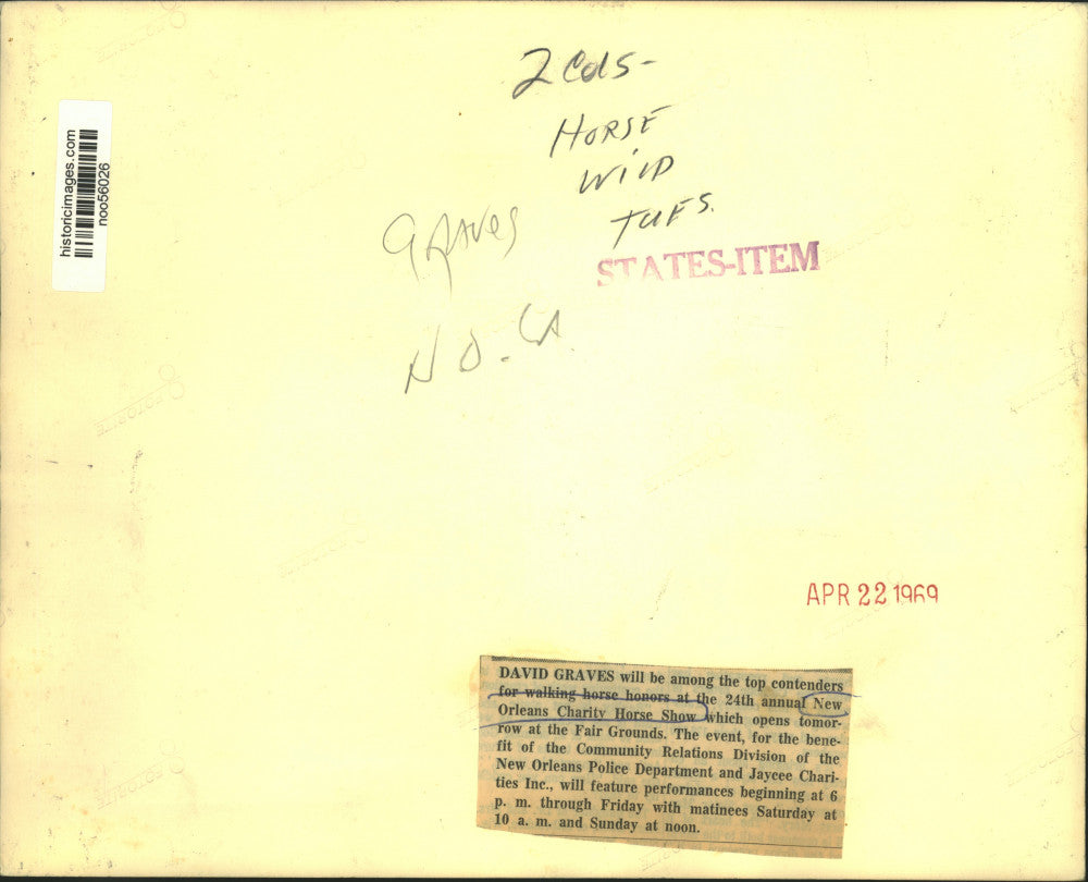 1969 Press Photo David Graves rides Horse at New Orleans Charity Horse Show