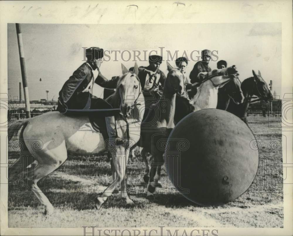 1959 Press Photo Armenia and Georgia in Horseback Game, Moscow, Russia- Historic Images