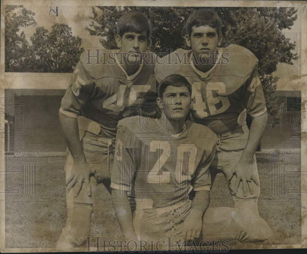 1969 Press Photo Broadmoor Buccaneers football secondary defenders - noo57237- Historic Images