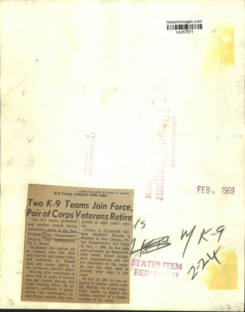 1969 Press Photo Lieutenant Donald Katz and canine June-O of the K-9 Unit