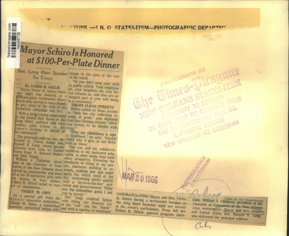 1966 Press Photo Dignitaries at Mayor Victor H. Schiro's testimonial banquet