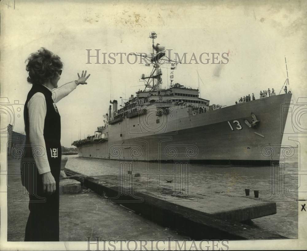 1973 Press Photo USS Nashville ship&#39;s berth approaches Bienville Street Wharf- Historic Images