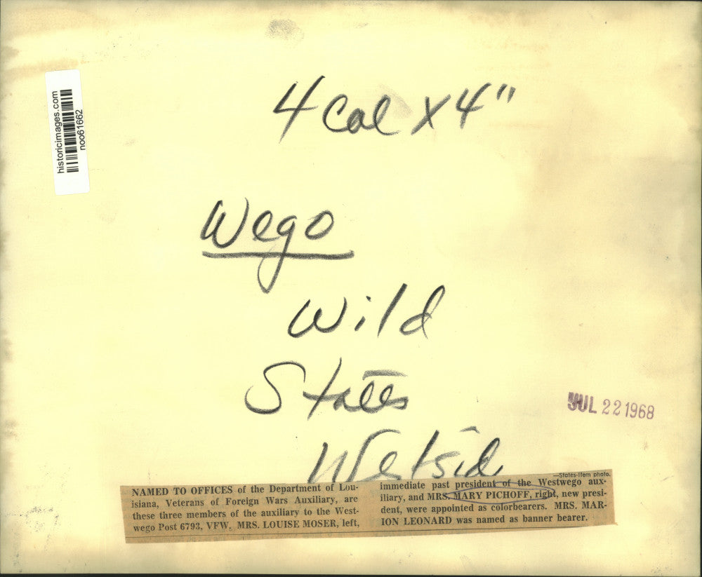 1968 Press Photo Dept. of Louisiana, Veterans of Foreign Wars Auxiliary members