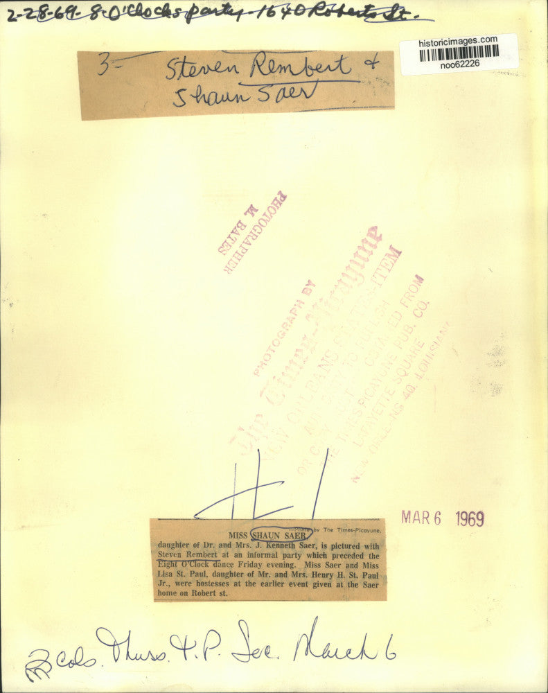 1969 Press Photo Steven Rembert and Miss Shaun Saer at Informal Dance Party