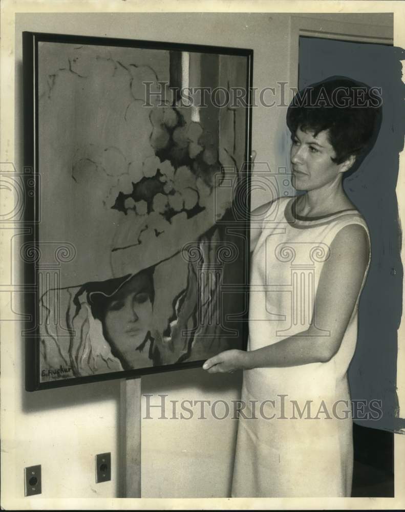 Load image into Gallery viewer, 1968 Press Photo Evelyn Rucker with Painting at St. Charles Avenue Presbyterian
