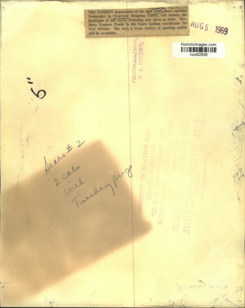 1969 Press Photo Mary Frances Pomie, Sears fashion coordinator for New Orleans