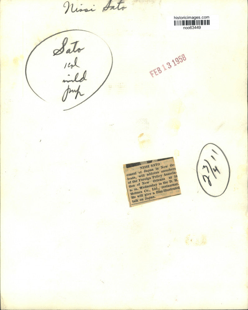 1958 Press Photo Nissi Sato, consul of Japan in New Orleans - noo63449