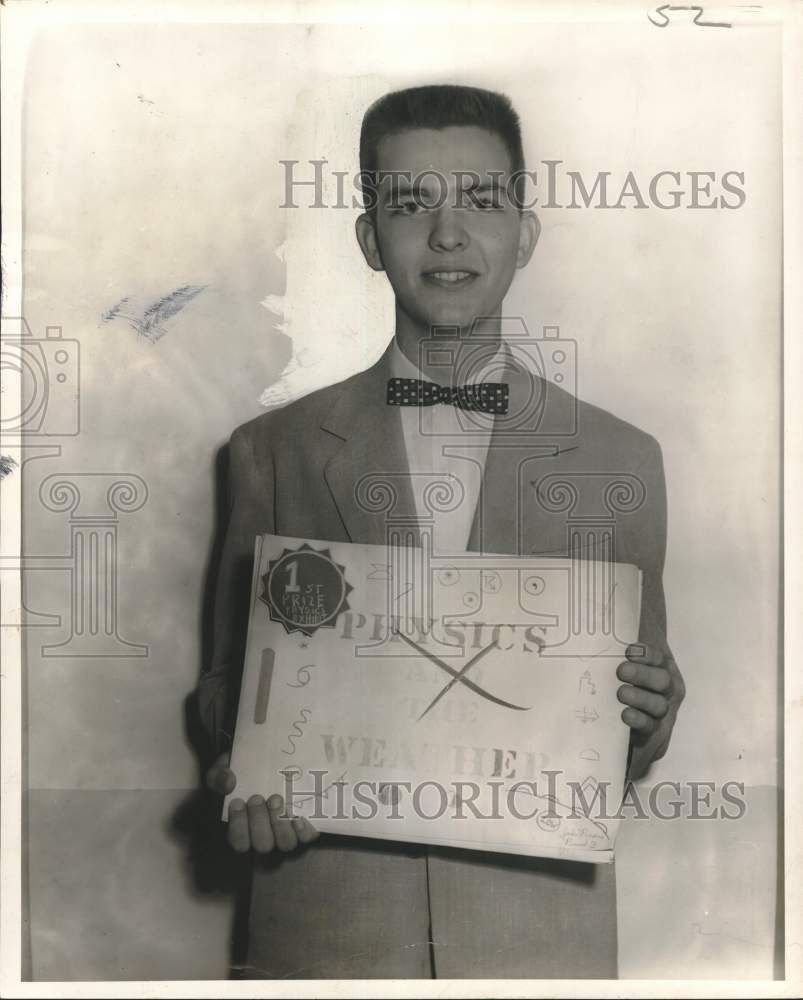1956 Press Photo John Pecoul, Winner at Fortier High School Science Fair