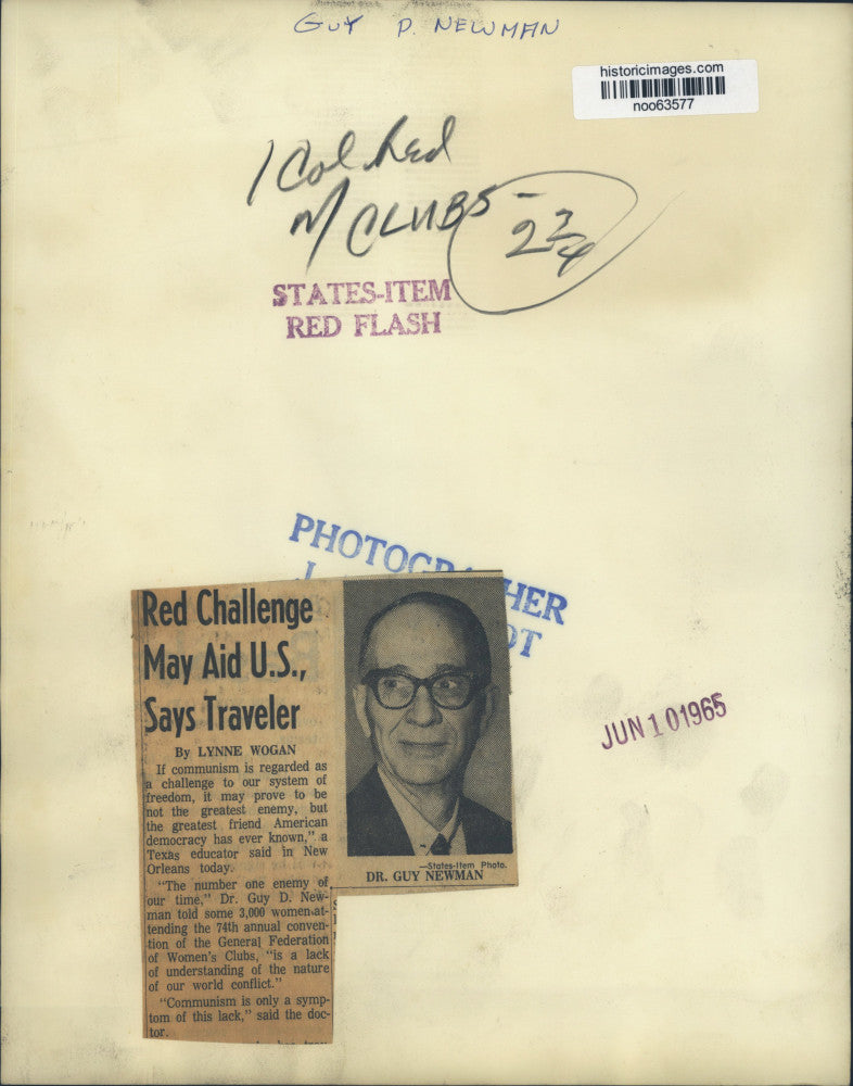 Load image into Gallery viewer, 1965 Press Photo Guy Newman gives speech at Federation of Women's Clubs event
