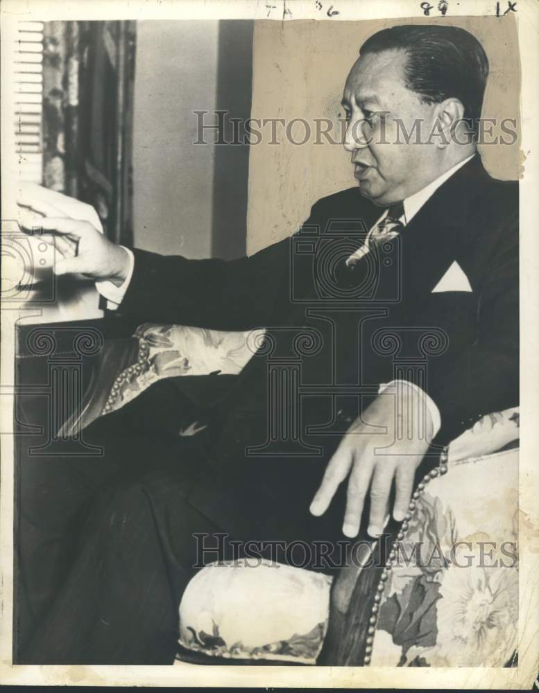 1950 Press Photo Philippines president Elpidio Quirino at a San Francisco hotel