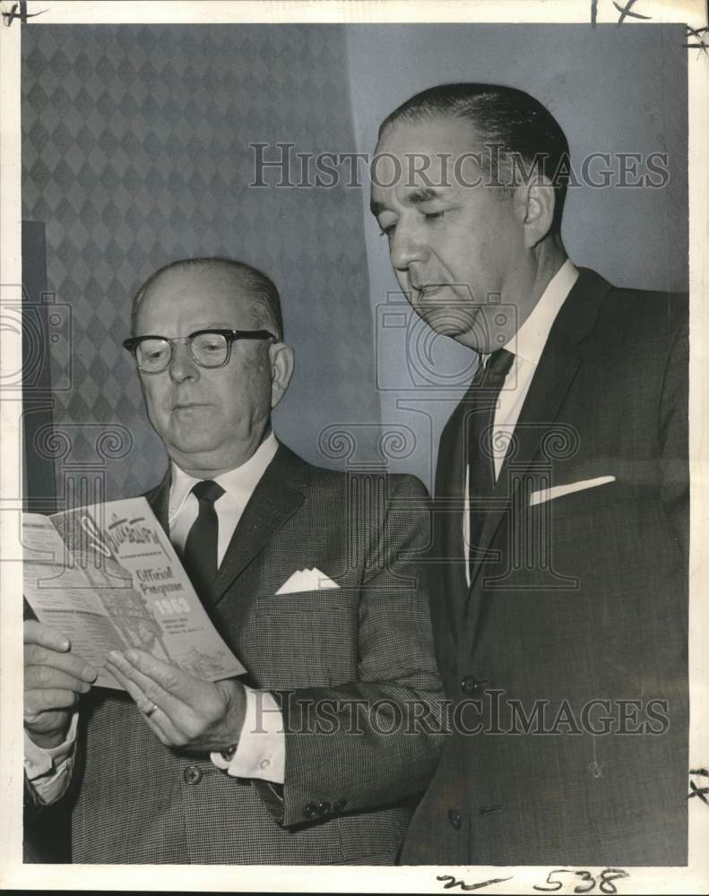 Load image into Gallery viewer, 1963 Press Photo Clyde Shahan, savings Loan league President with Don Geyer
