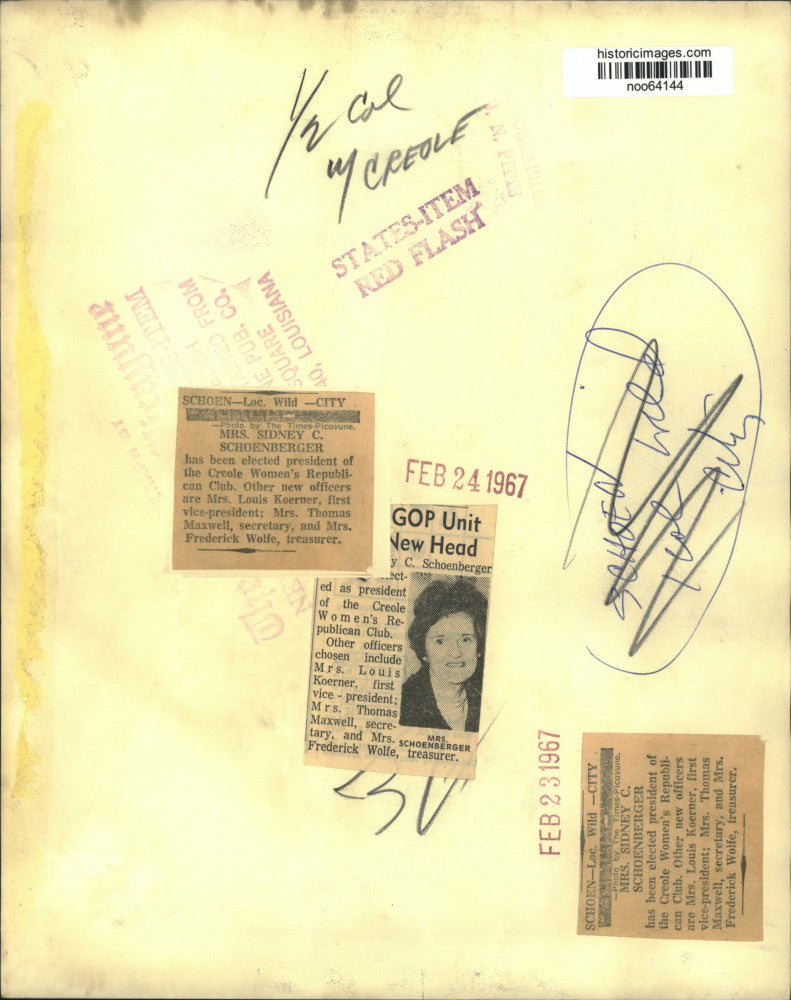 1967 Press Photo Creole WomenÃƒÂ¢Ã¢EšÂ¬s Republican ClubÃƒÂ¢Ã¢EšÂ¬s Mrs. Sidney Schoenberger