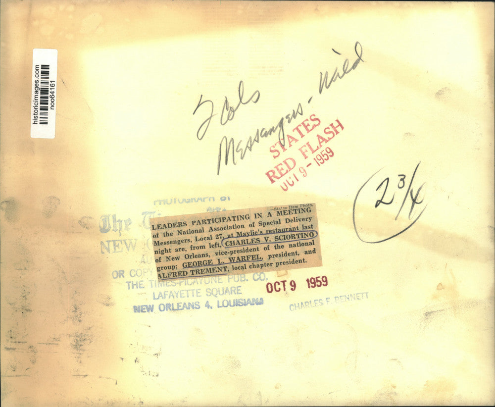 1959 Press Photo Leaders at Association of Special Delivery Messengers meeting