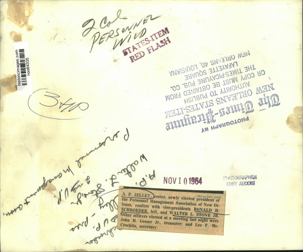 1964 Press Photo A. P. Jelley, Personnel Management Association of New Orleans