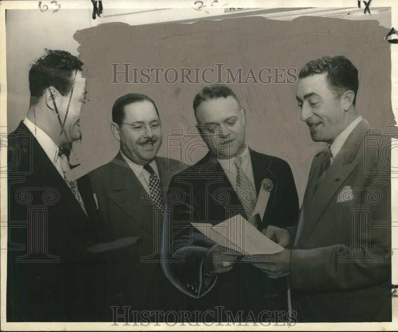 Load image into Gallery viewer, 1950 Press Photo Members of the Optimist Club Talk About Traffic Safety Program
