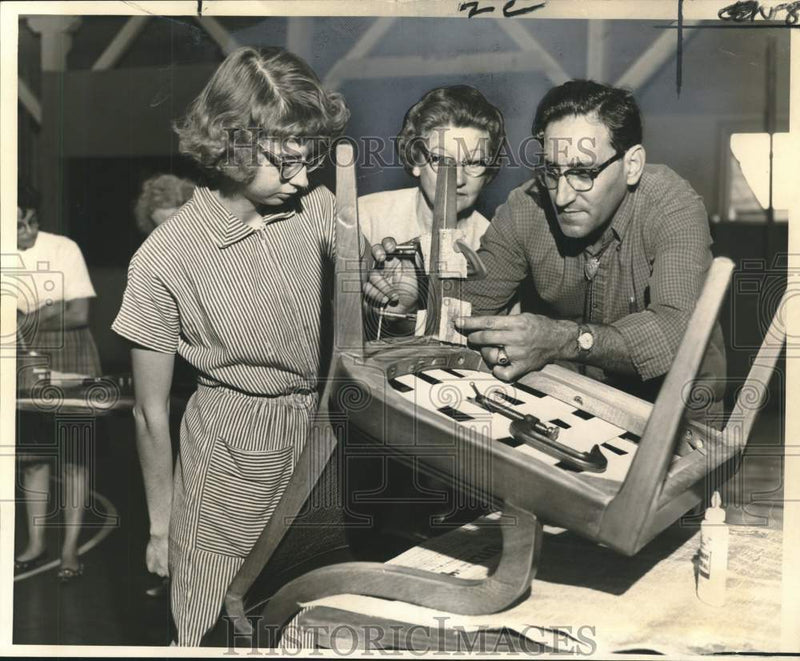 Load image into Gallery viewer, 1965 Press Photo Furniture repair and refinish demonstration by Luke Provenzano
