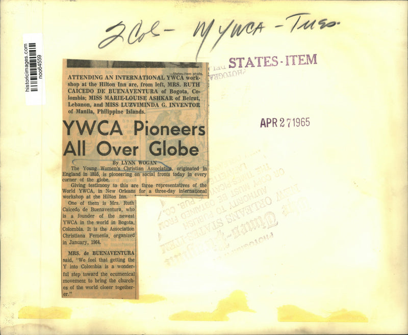 Load image into Gallery viewer, 1965 Press Photo YWCA representatives attend New Orleans international workshop
