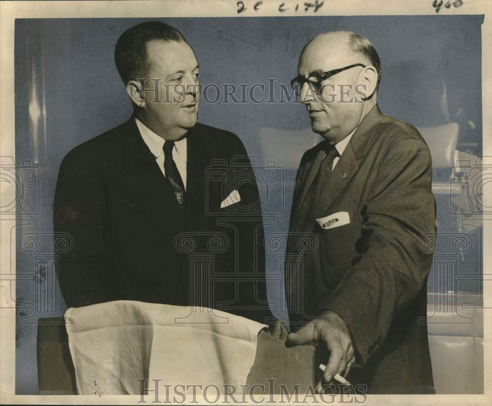 1955 Press Photo J Clifton Young & Sheldon Bateman- Exchange Club of New Orleans