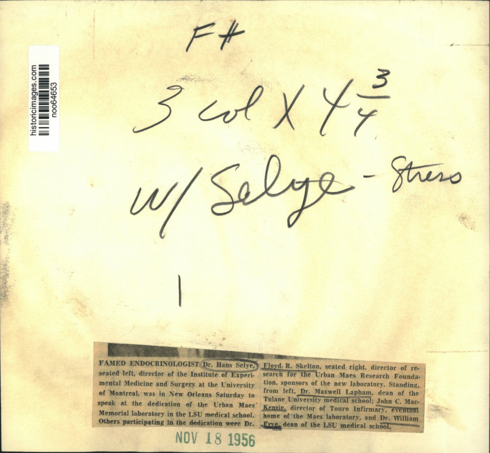 1956 Press Photo Dedication of the Urban Maes Memorial laboratory in LSU