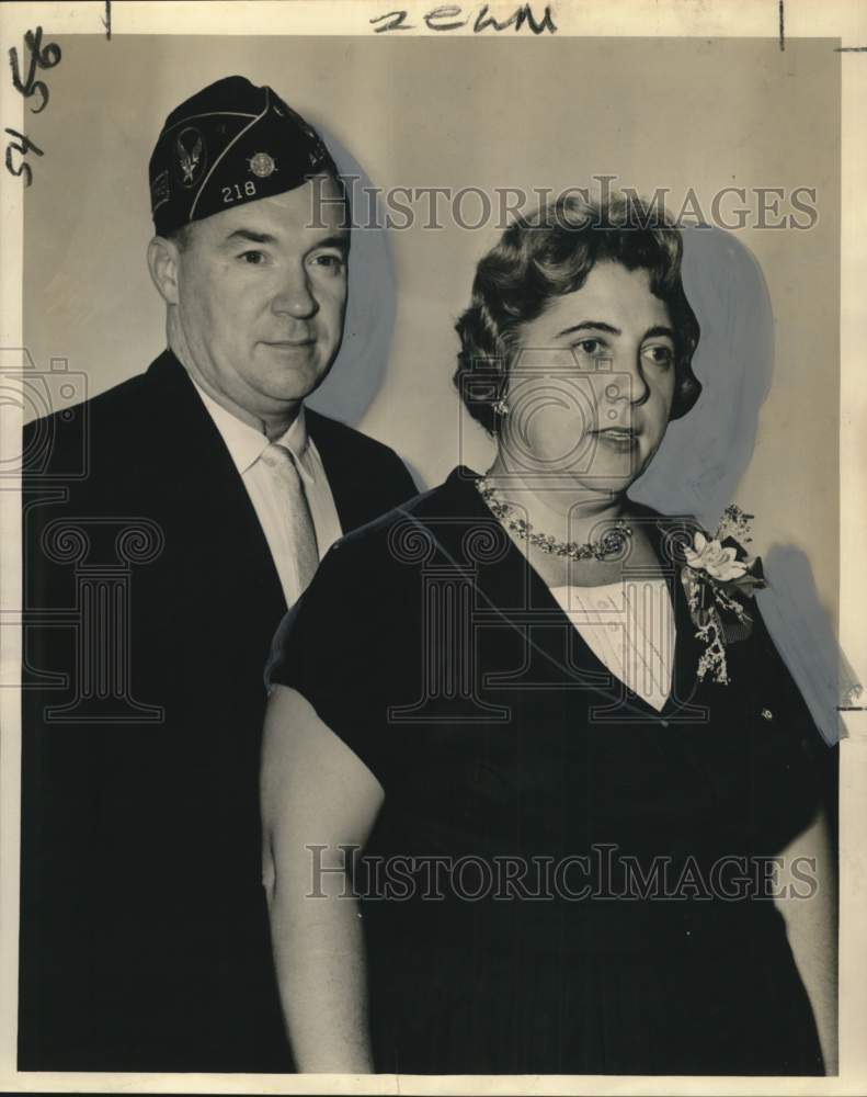 Load image into Gallery viewer, 1961 Press Photo Robert W. Wilson &amp; Mrs. Joseph S. Dellucky- American Legion
