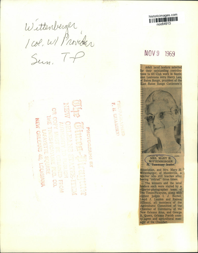 Load image into Gallery viewer, 1969 Press Photo Mary Wittenberger selected for outstanding 4H contributions
