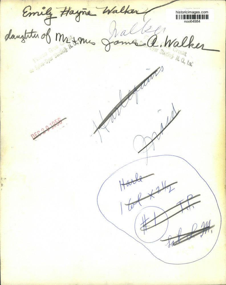 1956 Press Photo Emily Walker, daughter of Mr. and Mrs. James Walker - noo64984