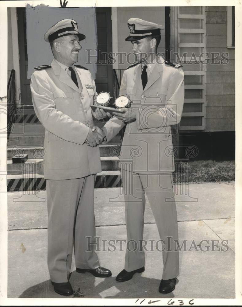 Load image into Gallery viewer, 1959 Press Photo Chief Boatswain George M. P. Young retired from Coast Guard

