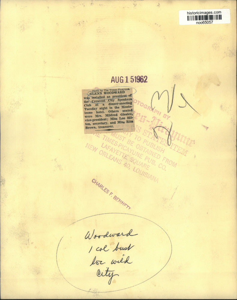 1962 Press Photo Glenn Woodward, President, Crescent City Speakers Club