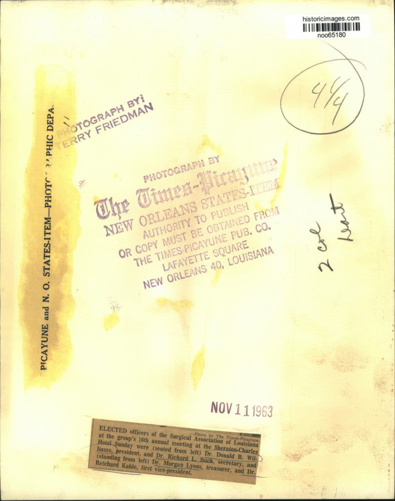 1963 Press Photo New officers of Surgical Association of Louisiana at Sheraton