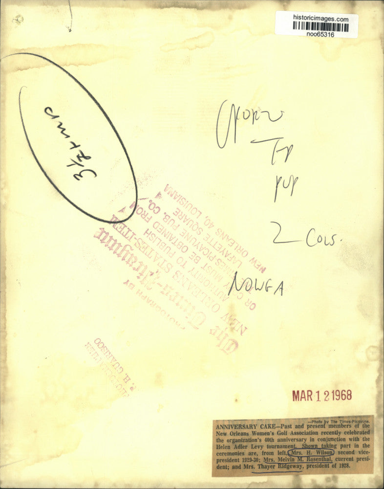 1968 Press Photo Women's Golf anniversary with Mrs. H. Wilson and members