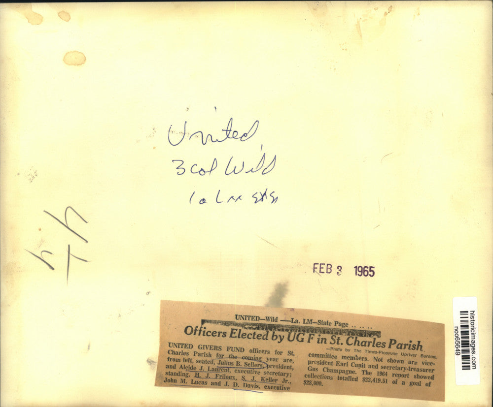 1965 Press Photo United Givers Fund officers for St. Charles Parish - noo65649