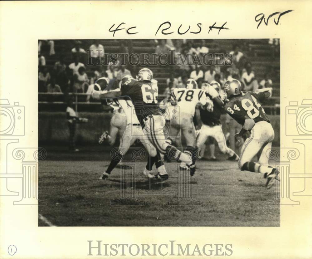 1975 Press Photo McDonogh&#39;s Aaron Williams obliterated by St. Aug&#39;s Gilroy, #62.- Historic Images