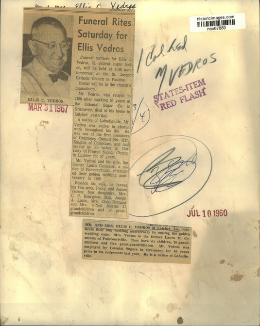 1960 Press Photo Mr. and Mrs. Ellis Vedros celebrate wedding anniversary