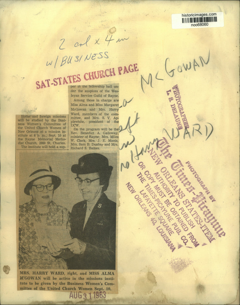 1963 Press Photo United Church Women-Mrs. Harry Ward, Alma McGowan, New Orleans