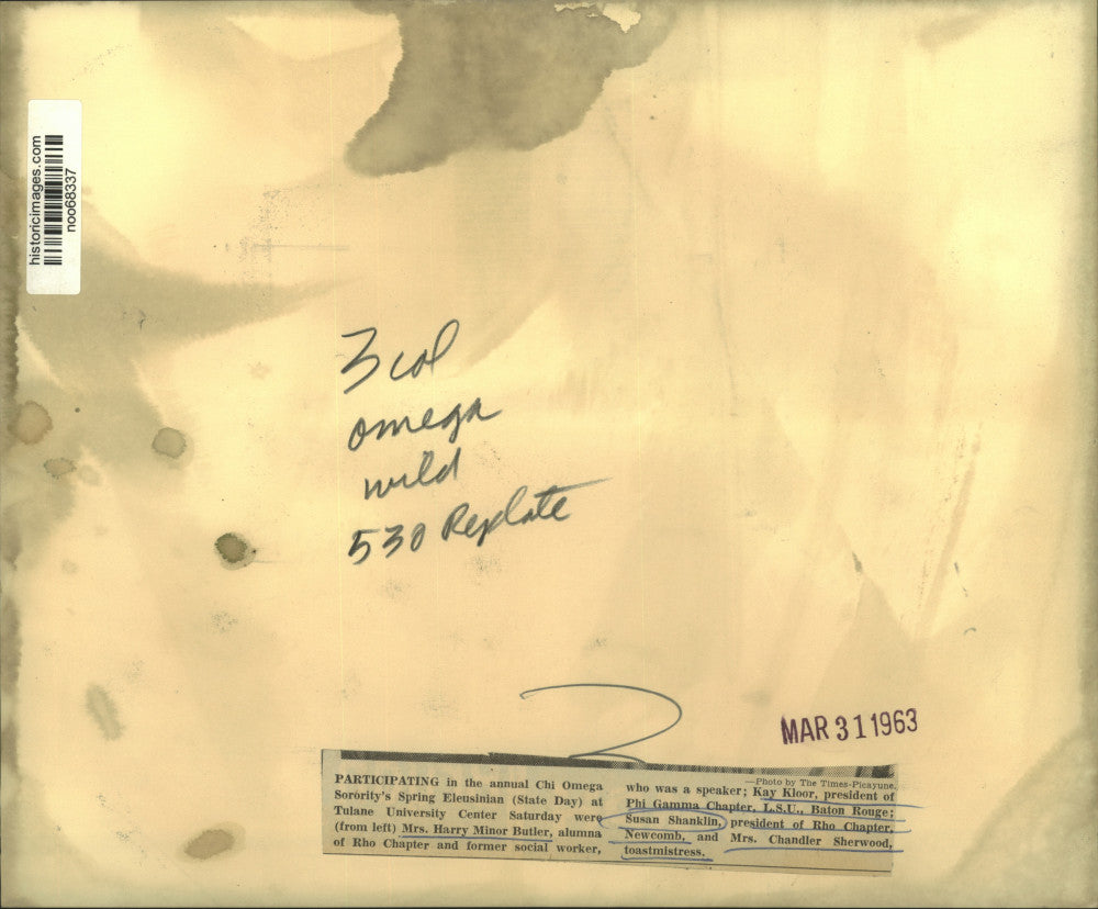 1963 Press Photo Participants at Chi Omega Sorority's Spring Eleusinian, Tulane