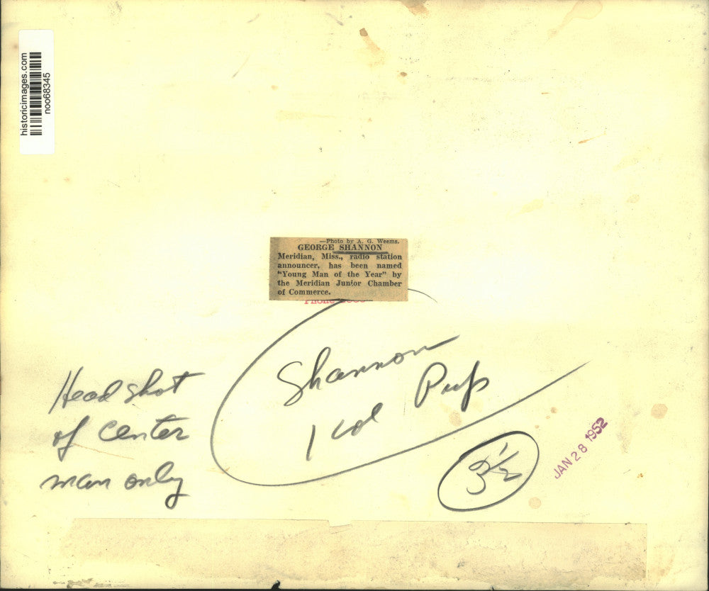 1952 Press Photo Meridian Junior Chamber of Commerce honors George Shannon