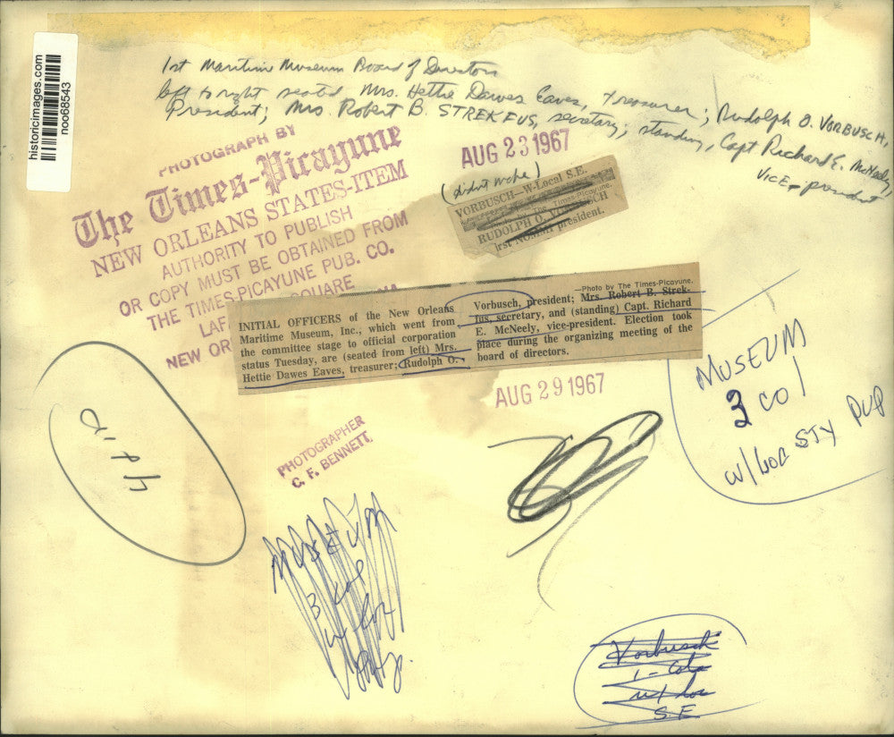 1967 Press Photo New Orleans Maritime Museum, Incorporated officers - noo68543