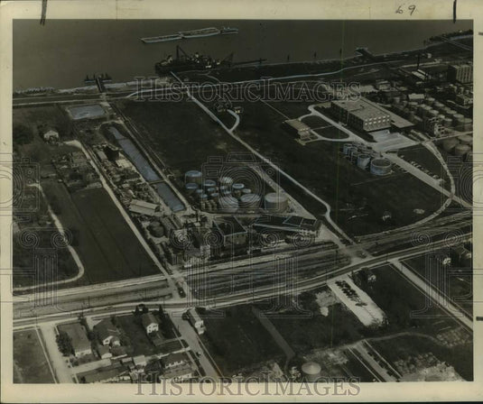 1953 Press Photo Aerial view of Sherwood Refining Company Incorporated in Gretna