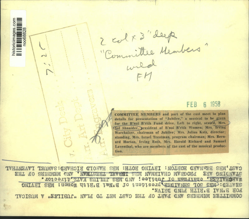 Load image into Gallery viewer, 1958 Press Photo Committee members plan "Jubilee" for B'nai B'rith Fund drive
