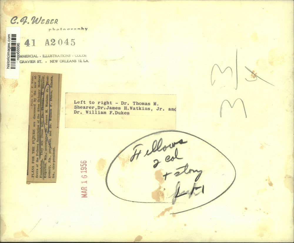 1956 Press Photo Dr. James Watkins with Ochsner Foundation Fellows participants