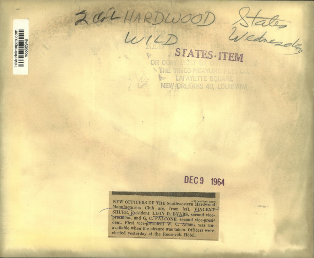 1964 Press Photo Southwestern Hardwood Manufacturers Club elected at Roosevelt.