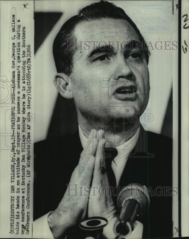 1966 Press Photo Alabama Governor George Wallace at news conference in Kentucky.