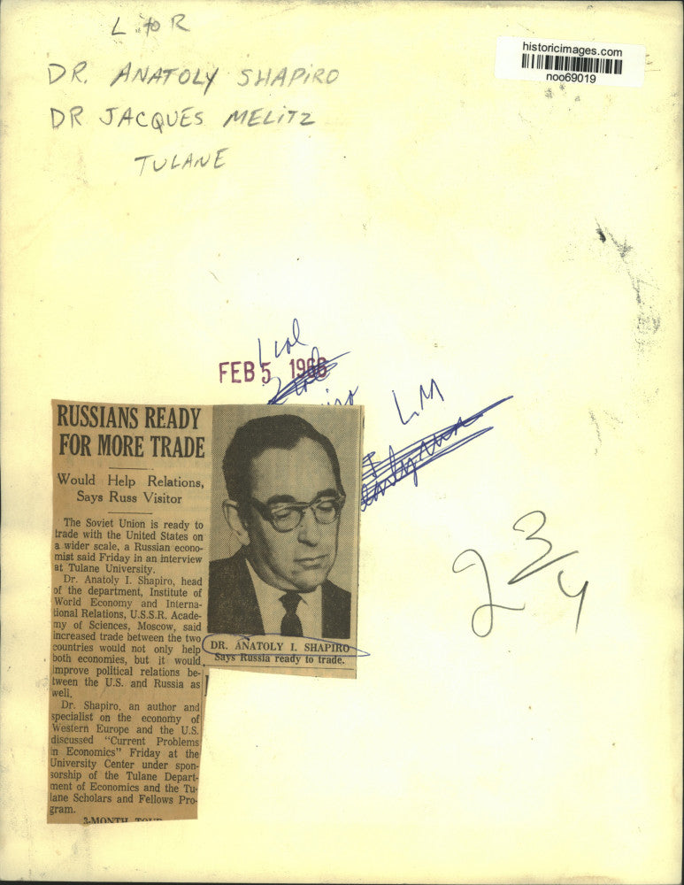 1966 Press Photo Doctor Anatoly Shapiro and Doctor Jacques Melitz at Tulane