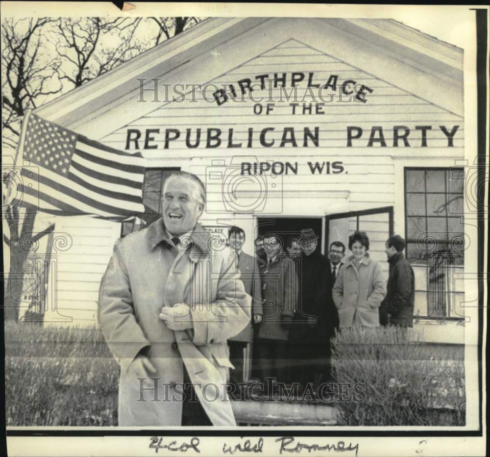 1968 Press Photo Governor George Romney in Ripon, Wisconsin, GOP birthplace